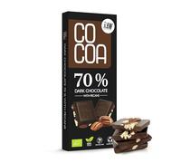 CO COA Chocolat Noir 70% Aux Noix de Pécan BIO, Barre de Chocolat Cru Classique Sans Gluten et Sans Lactose, Saveur d'Agrumes, 100% Vegan, 10 x 40g, Chocolat Noir Biologique
