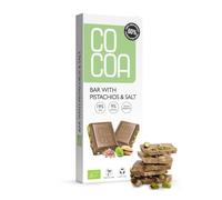 CO COA Comprimé Blanc aux Pistaches BIO 40g - Snack Faible en Glucides, Sans Gluten, Sans Lactose, Moins de Sucre, Prébiotique Inuline, Chocolat à Teneur Réduite en Sucre de Coco, Riche en fibres