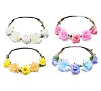 CO Couronne de Fleurs Mariage 4 pcs Couronne Floral Filles Serre tête Accessoire Bandeau Cheveux Mariage