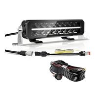 CO LIGHT Barre LED 10" 70W 14000LM Longue Portée 730M IP68 Feux Anti-Éblouissement DRL Double Rangée 12V 24V pour Camion Tracteur 4x4 SSV Quad Homologué ECE avec Faisceau de Câblage