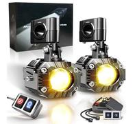 CO LIGHT Feux Additionnels Moto LED 20000LM Gen 2 Phare Moto 7 Modes Stroboscopiques Anti Brouillard IP68 pour Conduite Nocturne Pluie Route Montagne Sécurité avec Kit Faisceau et Supports 18 à 32 mm