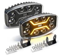 CO LIGHT Feux LED 10 Pouces 150W 35000LM Spot Flood Combo LED Camion Longue Portée avec Feux De Jour Ambre et Blanc Phare de Travail pour Camion 4x4 Tracteur BTP 12V 24V Certifié IP68 ECE 2 pièces