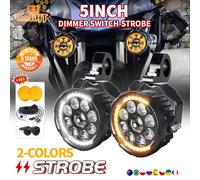 CO LIGHT Nouveau phare de travail à LED pour moto de 5 pouces haute puissance 6000K 3500K Blanc Ambre DRL Stroboscopique pour véhicules tout-terrain 12V-80V Feu antibrouillard Yellow DRL