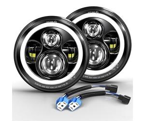 CO LIGHT Phare de 7 pouces 150 000 lm, certifié E, avec feu de croisement, feu de route Amber Halo, clignotant, feu de circulation diurne blanc (DRL), pour Defender VW T3 G Classe Wrangler TJ JK LJ