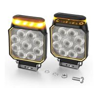 CO LIGHT Phare de Travail LED 4 Pouces 30W 6000LM 2 en 1 avec Feu d’Avertissement 360° et Projecteur de Travail à Éclats Flood Beam pour Camions Tracteurs Engins de Chantier Véhicules Agricoles