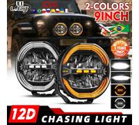 CO LIGHT - Phare de travail LED 9 pouces blanc/ambre pour usage tout-terrain, faisceau spot, feux de brouillard, étanche, auxiliaire, pour Jeep, camions, SUV, bateaux, VTT, UTV 2PC 9inch Light