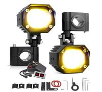 CO LIGHT Phares Moto LED 20000LM Gen 2 Nouveau Design Plus Puissant Plus Stable Faisceau Longue Portée Blanc/Ambre Sécurité Nuit Pluie Route IP68 Résistant aux Chocs Installation Facile Kit 2 Pièces