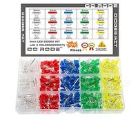 CO-RODE Kit de diodes électroluminescentes LED de 5 mm, couleurs assorties | 450 pièces, blanc, bleu, rouge, jaune, vert