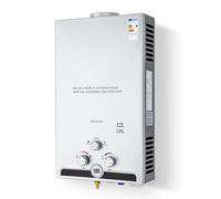 CO-Z Chauffe-Eau à Gaz Instantané 20,4kW GPL Débit 12L/min Utilisation Extérieures Portable Alimentation Butane Propane LPG Mode Hiver/Eté