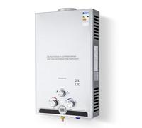 CO-Z Chauffe-Eau à Gaz Instantané 34kW GPL Débit 20L/min Utilisation Extérieures Portable Alimentation Butane Propane LPG Mode Hiver/Eté