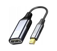 Co2 Adaptateur Mini DisplayPort DP vers HDMI 2.1 8K/60Hz, 4K/120Hz, 2K/240Hz, Full HD, Dynamic HDR DSC 3D HDCP 2.2 FEC, Plug & Play, 32.4 Gbps, câble unidirectionnel, Aluminium Space Gray (8K)