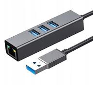 Co2 Adaptateur USB 3.0 Ethernet Gigabit 1000Mbps + 3x USB 3.0 Aluminium Plug and Play RTL8153 RJ45 15cm Compatible avec Windows MacOS Linux TV Box Android Console Sans Pilotes