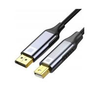 Co2 Câble Mini DisplayPort vers DisplayPort DP 1.4 8K/60Hz, 4K/120Hz, 2K/240Hz, Full HD, Dynamic HDR DSC 3D HDCP 2.2 FEC FreeSync G-Sync, Plug & Play, 32.4 Gbps, Bi-directionnel, Aluminium (1m)