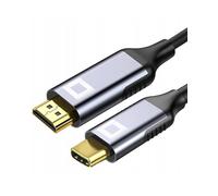 Câble CO2 USB-C vers HDMI 2.0 4K/60Hz, 2K/240Hz, Full HD, Plug & Play, Dynamic HDR, Adaptateur unidirectionnel, Aluminium Space Grey, MHL, Compatible avec iPhone, MacBook, iPad Pro, Galaxy (2m)