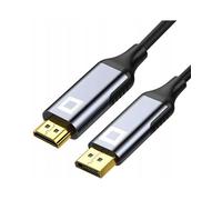 CO2 DisplayPort DP vers HDMI 2.1 8K/60Hz, 4K/120Hz, 2K/240Hz, Full HD, Dynamic HDR DSC 3D HDCP 2.2 FEC, Plug & ; Play, 32.4 Gbps, Adaptateur unidirectionnel, Aluminium Space Gray (2m)