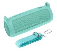 co2CREA Housse en Silicone Compatible Speaker Case pour JBL Flip 6 Enceinte Bluetooth Portable.Comprendre Mousqueton à Crochet +Bandoulière +Silicone(Haut-Parleur Non Inclus) (Teal)