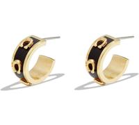 Coach COACH Black/Gold Tone Signature Enamel Hoops Earrings