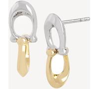 Coach COACH Gold Tone Signature C Double Drop Stud Earrings