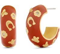 Coach COACH Gold Tone Signature C Floral Chubby Hoop Earrings