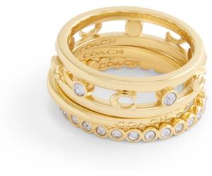 Coach COACH Gold Tone Signature C Open Ring Set