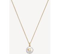 Coach COACH Gold Tone Signature Coin Pearl Pendant Necklace