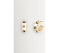 Coach COACH White/Gold Tone Signature Enamel Hoops Earrings