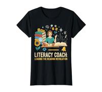 Coach d'alphabétisation en Lecture Leading Reading Revolution Phonics T-Shirt Graphique avec Valeur, Femme, Noir, S