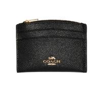 Coach - Étui pour cartes en cuir avec forme de grain croisé pour femme, noir, taille unique, taille unique, étui pour cartes en forme de peau de grain croisé, Noir, Talla unica, Étui à cartes en forme
