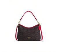 COACH Laurel 31 Sangle d'épaule détachable Ouverture et fermeture à glissière Sac à bandoulière en canevas enduite pour femmes Taille large CV975 Lettres,Tout Imprimé,Motif texturéPolyuréthane