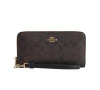 COACH - Long Zip Around Wallet Signature Canvas Walnut/Black