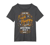 Coach Magique Idee Cadeau Coach Sportif Femme Drole Merci T-Shirt, Femme Grandes Tailles, Chiné Foncé, 6X