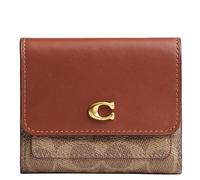 Coach Mila Petit portefeuille à rabat pour femme en toile Signature Accessory Travel B4/Tan Caramel