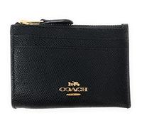 COACH Mini étui d'identification skinny pour femme (cuir croisé, noir), noir, classique, Noir , Classique