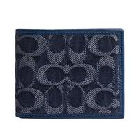 Coach Portefeuille fin en denim signature bleu foncé Taille unique, bleu foncé, One Size, Portefeuille fin à rabat en denim signature