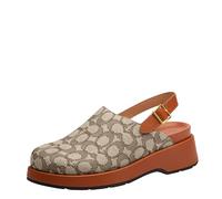 Coach Sabots à plateforme C sculptés pour femme en jacquard signature, Cacao/ambre bruni, 35.5 EU