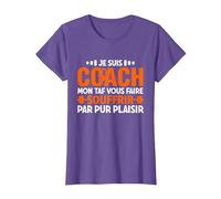 Coach Sportif Humour Entraîneur T-Shirt, Femme, Violet Chiné, XS