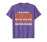 Coach Sportif Humour Entraîneur T-Shirt, Homme, Violet Chiné, XXL