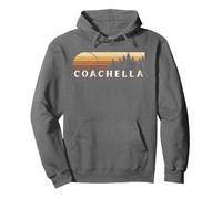 Coachella, CA Vintage Evergreen Sunset Années 80 Rétro Sweat à Capuche, Unisexe pour Adultes, Asphalte, M