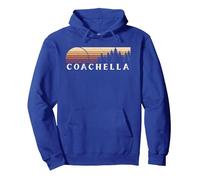 Coachella, CA Vintage Evergreen Sunset Années 80 Rétro Sweat à Capuche, Unisexe pour Adultes, Bleu Royal, M