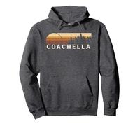 Coachella, CA Vintage Evergreen Sunset Années 80 Rétro Sweat à Capuche, Unisexe pour Adultes, Chiné Foncé, M