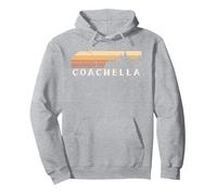 Coachella, CA Vintage Evergreen Sunset Années 80 Rétro Sweat à Capuche, Unisexe pour Adultes, Gris Chiné, L