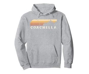 Coachella, CA Vintage Evergreen Sunset Années 80 Rétro Sweat à Capuche, Unisexe pour Adultes, Gris Chiné, L