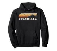 Coachella, CA Vintage Evergreen Sunset Années 80 Rétro Sweat à Capuche, Unisexe pour Adultes, Noir, M
