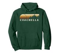 Coachella, CA Vintage Evergreen Sunset Années 80 Rétro Sweat à Capuche, Unisexe pour Adultes, Vert Forêt, XL