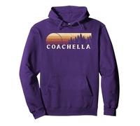 Coachella, CA Vintage Evergreen Sunset Années 80 Rétro Sweat à Capuche, Unisexe pour Adultes, Violet, M
