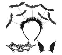 COACOM 1 Bandeau, 1 Masque pour Les Yeux, 1 Paire D'Épingles À Cheveux, Accessoires De Jeu De Rôles De Chauve-Souris, Mode Sexy, Accessoires De Costumes Noirs.