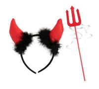COACOM 1 Bandeau Et 1 Fourche D'Hélice, Accessoires De Costumes De Diable, Accessoires De Jeu De Rôle, Accessoires De Costumes De Mascarade.