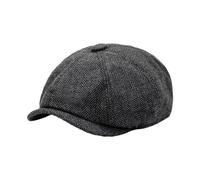 COACOM 1 bonnet melon noir, casquette plate pour homme, casquette de journal avec motif à chevrons, casquette de protection solaire, accessoire rétro et polyvalent, convient pour les pique-niques et