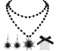 COACOM 1 Collier, 1 Paire De Boucles d'oreilles Et 1 Sac, Collier Rétro Multicouche, Accessoires Punk Exagérés, Adaptés Aux Fêtes De Noël.