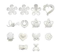 COACOM 1 lot de 14 accessoires de chaussures argentés, pendentifs personnalisés, strass scintillants, accessoires de chaussures, convient pour les femmes, Acier inoxydable